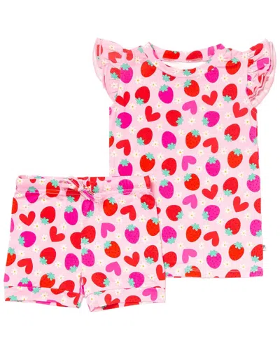 Bums & Roses Berry In Love Cap Sleeve 2pc Set In Multi