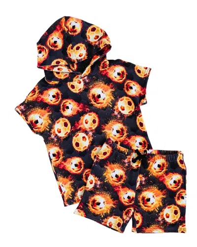 Bums & Roses Blazing Goals Hooded T-shirt & Shorts In Multi