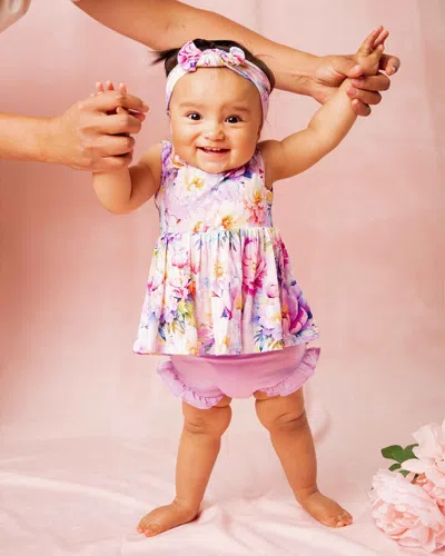 Bums & Roses Bloom Service Sleeveless Peplum Top Set In Pink