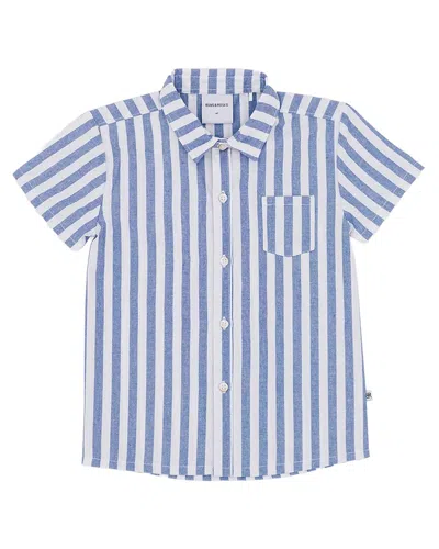 Bums & Roses Blue Stripe Boy's Button Down Shirt