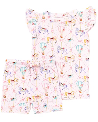 Bums & Roses Kids' Carousel Wishes Cap Sleeve Shirt & Short In Multi