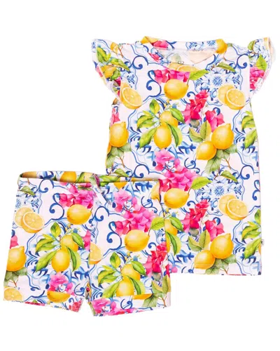 Bums & Roses Kids' Carpe Lemon Cap Sleeve Shirt & Shorts In Multi