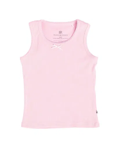 Bums & Roses Cherry Sweet Ribbed Girls Tank Top In Pink
