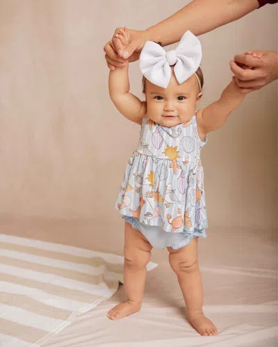 Bums & Roses Kids' Crabby & Cute Sleeveless Peplum Top Set In Blue
