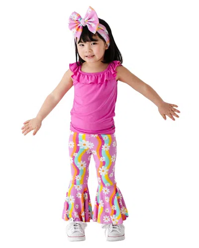 Bums & Roses Disco Daysies Top & Bell Bottoms Set In Multi