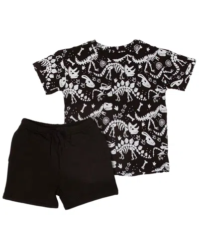 Bums & Roses Glow Extinct Short Sleeve T-shirt & Short In Black