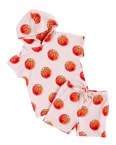Bums & Roses Hoop There It Is Hooded T-shirt & Short In Multi