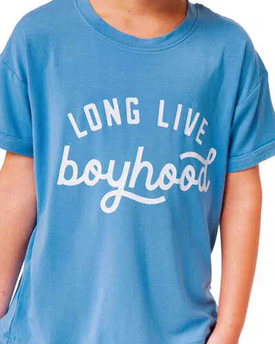 Bums & Roses Long Live Boyhood Relaxed Fit T-shirt In Blue