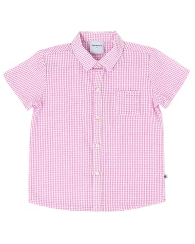 Bums & Roses Pink Boys Short Sleeve Button Down Shirt In Multi