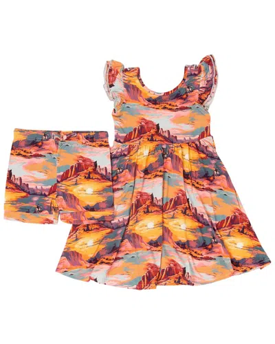 Bums & Roses Kids' Saddle Up Sunset Cap Sleeve Dress Set In Multi