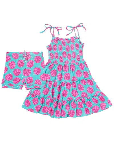 Bums & Roses Kids' Talk To The Shell Sleeveless Dress Set In Pink