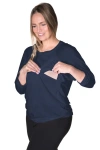 Bun Maternity Nursing Apparel Bliss Long Sleeve Nursing Top In Blue