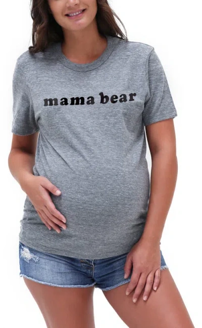 Bun Maternity Nursing Apparel Mama Bear Triblend Tee Shirt In Gray