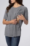 Bun Maternity Nursing Apparel Relax Nursing T Shirt Cotton Blend In Gray