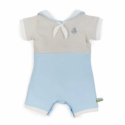 Bunnies By The Bay Kids' Baby Sailor Bud Bunny Romper In Blue/white