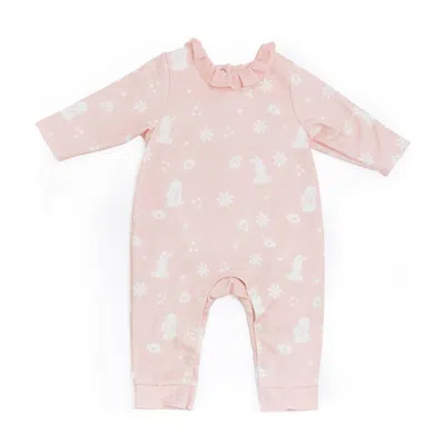 Bunnies By The Bay Kids' Newborn And Baby Girls Blossom's Organic Romper In Pink/ivory