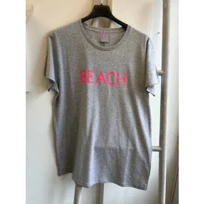 Bunny And Clarke Beach T-shirt Grey With Neon Pink