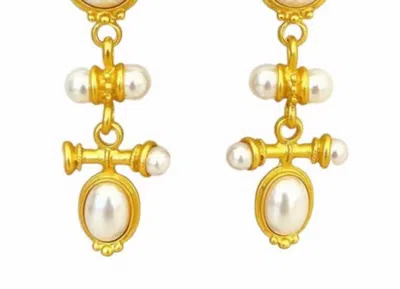 Bunny Collins Women's Couture Style Earrings In Gold/pearl In Multi