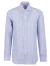 Buonamassa Cotton Striped Shirt With Classic Fit And Versatile Style In Blue