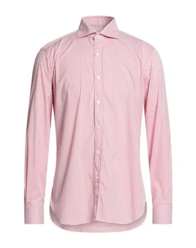 Buonamassa Man Shirt Red Size 17 ½ Cotton, Polyamide, Elastane In Pink