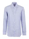 Buonamassa Cotton Striped Shirt With Classic Fit And Versatile Style In Blue
