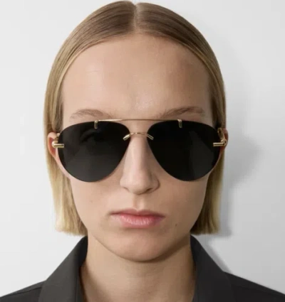 Pre-owned Burberry 0be3151-110987 Light Gold Sunglasses