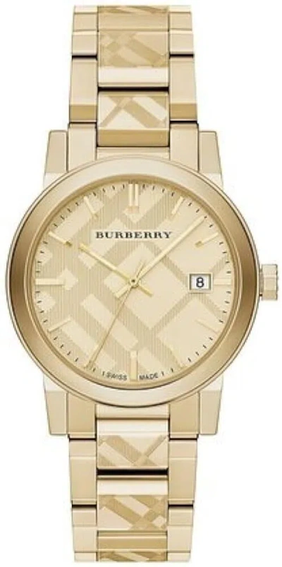 Pre-owned Burberry 100%  Bu9038 Gold Ion-plated Bracelet Quartz 38mm Case Unisex Watch