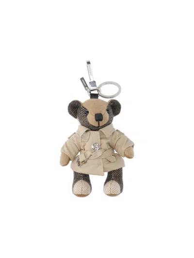 Burberry 100% Cashmere Keychain In Beige