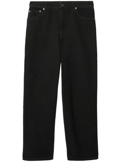 Burberry 100% Cotton Comfortable Trousers In Black