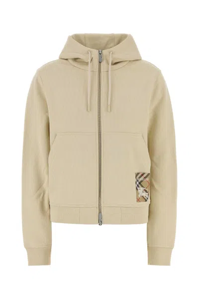 Burberry Cotton Sweatshirt Jacket In Neutral