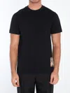 Burberry Men Black T-shirt T-shirt With Logo Patch With Tartan Motif In Cotton Man In Black