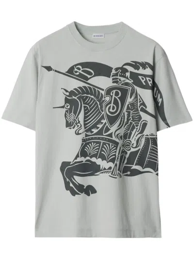 Burberry 100% Cotton T-shirt Essential In Gray