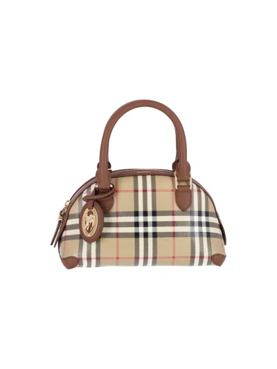 Burberry 100% Cotton Tote Bag For Women In Beige