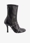 Burberry Peep Leather Ankle Boots In Black