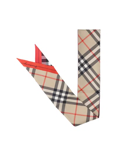 Burberry 100% Mulberry Silk Scarf In Sand