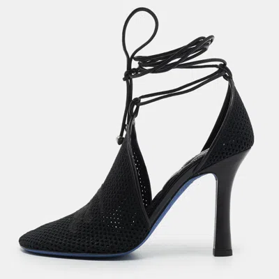 Pre-owned Burberry 100 Tie Size 37 Black Mesh Booties