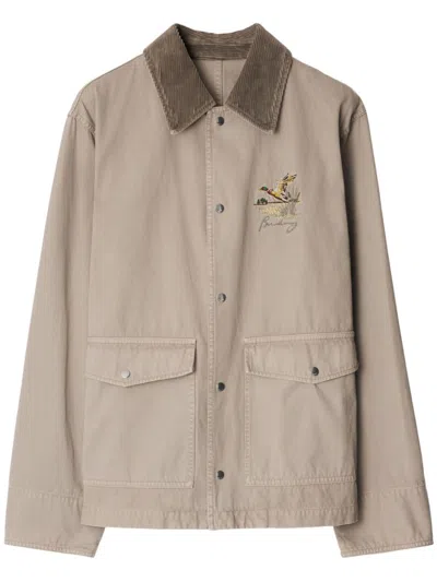 BURBERRY MOTIF-EMBROIDERED SHIRT JACKET
