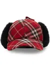 Burberry Check Wool Trapper Cap In 红色