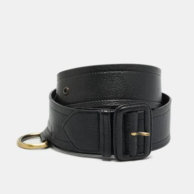 Pre-owned Burberry 100cm Wide Buckle Belt Black Leather