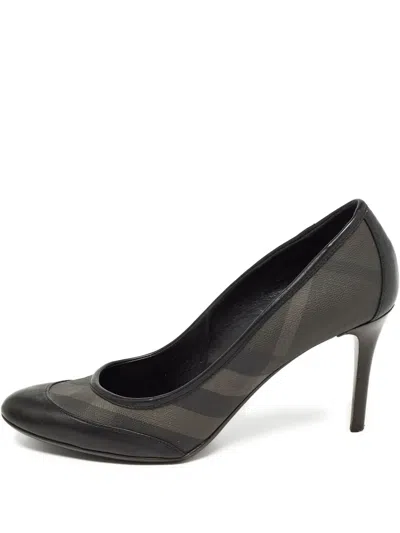 Pre-owned Burberry 100mm Checked-panel Pumps