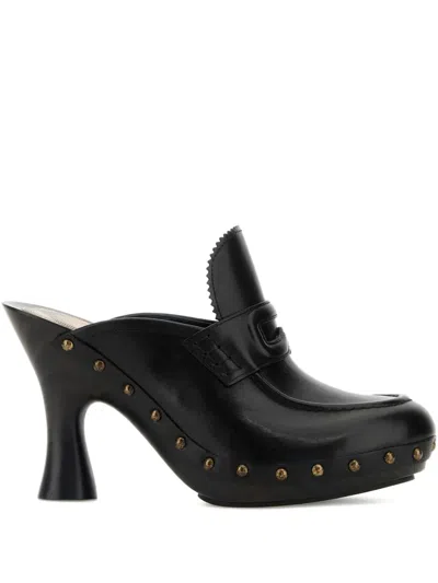 BURBERRY 100MM LEATHER MULES