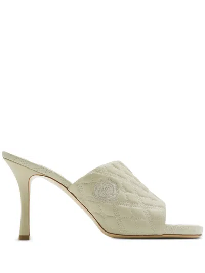BURBERRY 100MM QUILTED LEATHER MULES