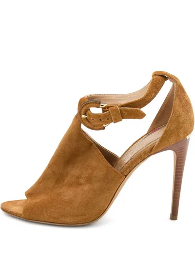 Pre-owned Burberry 100mm Suede Heeled Sandals