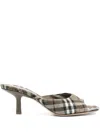 Burberry Khaki Check Linen Blend Mews High Mules