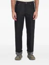 Burberry Straight Leg Rolled Cuff Denim Trousers In Black