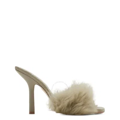 BURBERRY BURBERRY 105MM SHEARLING B MINNIE SANDALS