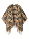 Burberry Beige Check Wool And Cashmere Cape