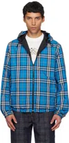 Burberry Reversible Check Hooded Jacket In Blue