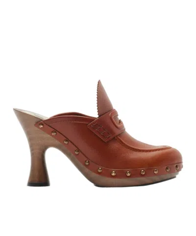 BURBERRY BURBERRY POTTER STUD EMBELLISHED HEELED MULES