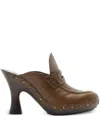 Burberry Leather Potter Clogs In Brown